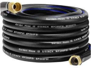 75FT Heavy Duty Flexible No Kink Collapsible Soft Lightweight Rubber Garden Hose 5/8″ Diameter 600 PSI Outdoor Use