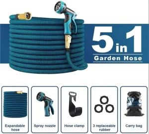 75ft Expandable Watering Hoses 3X Retractable Latex 150psi Burst Pressure Durable Telescopic Handle Sprinkler