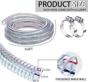 75mm Flexible PVC Spiral Steel Wire Reinforced Transparent Hose Spring Pipe for Oil Machine Industrial Liquid Suction