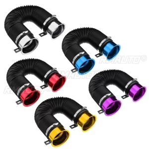 76mm 1M Car Air Filter Intake Cold Pipe Flexible Duct Feed Hose Kit With Tuyere Inlet Clamp Tube Hose Air Intake Pipe