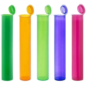 78mm 90mm 98mm 116mm Pre Custom Color Custom Printing Pop Top Tubes Child Resistant Plastic Roll Paper Tubes With Hinged Lid