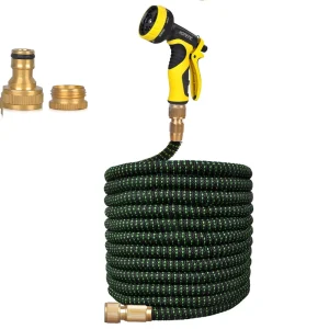 8 Function Spray Nozzle Solid Brass Fittings Flexible Expandable Extendable Garden Hose Reel Triple Latex Core