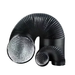 8 Inch 7.6M Flexible Black PVC Aluminum Ducting Hose Tubing Pipe for Ventilation System