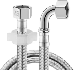 90 Degree Stainless Steel Elbow with for BSP End Connections for Braided Flexible Water Pipe in Domestic Plumbing Systems 120CM