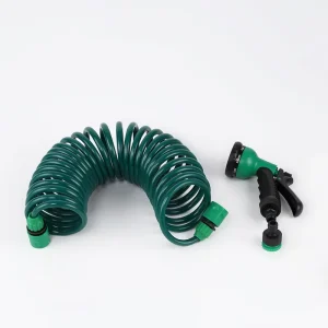 ABS Plastic Flexible Coiled Spiral Hose Reels 1/2 3/8 Inch Diameter BS Standard 7 Pattern Nozzle Garden Irrigation
