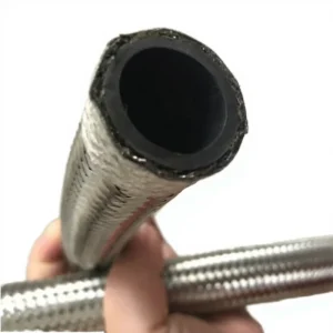AN 16 Silver Stainless Steel Wire Braided Rubber Oil Resistant Fuel Line Hose for Racing Cars Motorcycles Oil Cooler