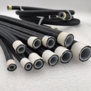 AN-4 -6 -8 -10 -12 Black Nylon PTFE Braided Fuel Hose for Oil Cooler Full Flow E85 Stainless Premium Rubber Hoses