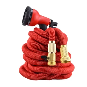 ANSI Certified Expandable Latex Garden Hose with 7 Function Spray Gun Anti Abrasion Anti UV Protection for Car Wash Irrigation