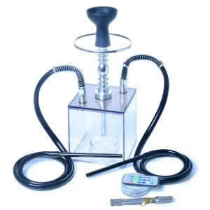 Acrylic Frosted LED Hookah Classic 2 Hoses Biodegradable Durable Colorful Shisha Gift Box Limited Time Discount