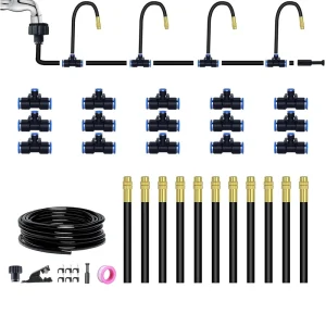Adjustable 360° Drip Irrigation Kit Brass Garden Watering Fog Misting System for Lawn and House Yard Plants