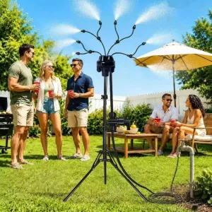 Adjustable 8-Head Outdoor Garden Misting NozzlePortable Automatic SprayerPP Tripod