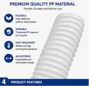 Adjustable Length Polypropylene Flexible Air Conditioner Exhaust Hose Universal Ventilation Duct for Portable AC Unit