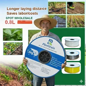 Agricultural Water Saving Greenhouse 16mm Drip Irrigation Tape Flat Emitter 0.4mm Thickness 60cm Spacing Black 0.8L/H