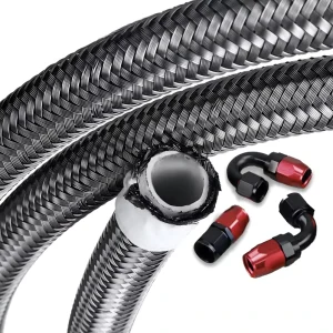 An6 An8 An10 An12 An16 An20 Stainless Steel Nylon Braided Oil Fuel Line Hose End Fitting Adapter Kit With Aluminum Fittings
