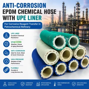 Anti Corrosion EPDM Chemical Hose with UPE Liner for Corrosive Reagent Transfer in Petrochemical Refinery