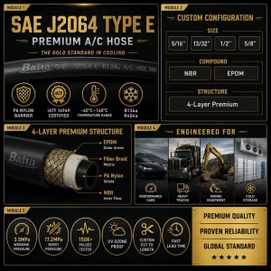 Anti Corrosion Flexible Rubber AC Refrigerant Hose R410A R404a for Industrial Marine A C