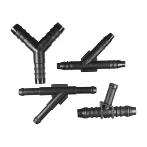 Automotive Parts Plastic Y Shape Fuel Hose Tube Fitting for Rubber Hose Corrugated Nylon Tube Fuel Line Quick Connector
