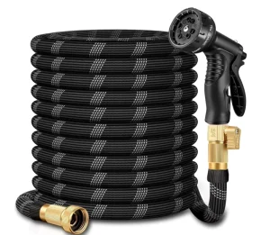 BSCI 50ft 96D Non Expandable Garden Hose Lightweight Flexible Spray Nozzle Leak Proof Kink Free Portable for Watering & Cleaning