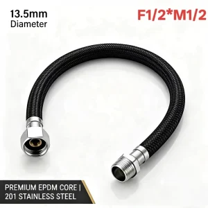 Bathroom Flexible Braided Hose Connector with EPDM Inner Tube Nylon Weaving F1/2*M1/2 OEM ODM Manufacturer