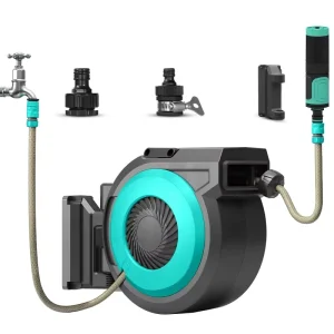 Best Reviewed High Quality 10/15/20/30/40m Wall Mounted High Pressure Washer Automatic Rewind Retractable Plastic Garden Hose