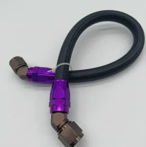 Black Fuel Hose Oil Fuel Gas Line AN6 AN8 AN10 Nylon Braided Hose with Forged Black Gray & Purple Hose Ends