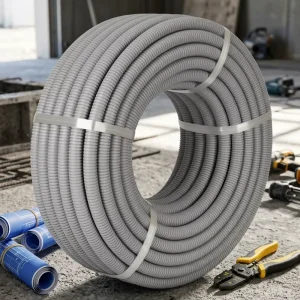 Black PP Combustion Proof Electric Conduit Tube Thickened Corrugated Plastic with Threaded Hose and Opened Cable Sheath