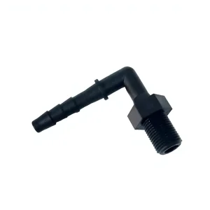 Black PP G1/8 Male Thread X 3/16 Hose Barb 90 Degree Elbow Plastic Male Threaded Tube Connector Pipe Fitting