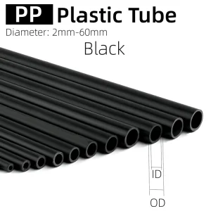 Black PP Plastic Tubes Hollow Tube Extruded Round Polypropylene Plastic Tubing Custom Thin Small Plastic Tubes Pipes L500mm