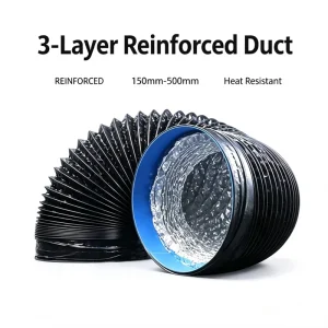 Black PVC Composite Flexible Duct 3M 4M High Temperature Resistant Aluminum Foil Ducting Exhaust Hose for Air Vent System