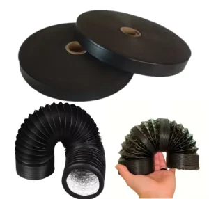 Black PVC Double Sided Packing Tape Acrylic Flame Retardant UV Proof for HVAC Aluminum Foil Flexible Ducts Connection