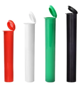 Black Pop Top Tube Smoking Flower Packaging Child Safety Plastic Roll Tubes 90mm 116mm