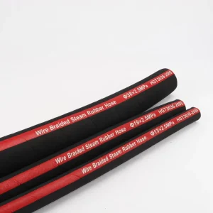Black Steel Wire Braided Steam Hose Red Acid Alkali Resistant High Temperature Resistant EPDM Rubber Hose Cutting Customized