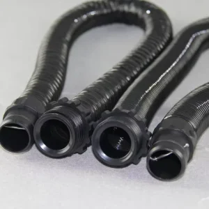 Black TPU Corrugated Breathing Hose Standard Thread Connectors Anti Kink Durable Bend Freely Stretch 1.0m for SAR Respirator