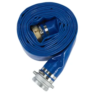 Blue 3″ 25ft PVC Polyester Yarn Reinforced Water Pump Discharge Hose Female NPSM X Male NPSM Aluminum Couplings Brass 80 PSI