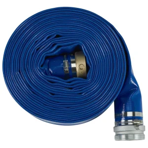 Blue 3″ 50ft PVC Polyester Yarn Reinforced Water Pump Discharge Hose Female NPSM X Male NPSM Aluminum Couplings Brass