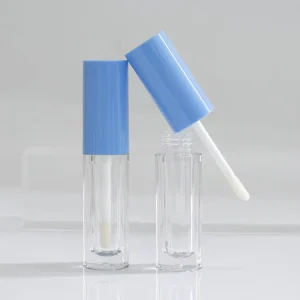 Blue 4ml Clear Custom Logo ABS Plastic Cosmetic Lip Gloss Tubes with Unique Shape for Makeup Tools