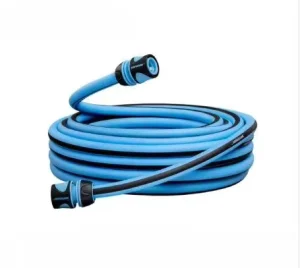 Blue Black Stripe PVC Garden Hose with Quick Coupler High Pressure Anti-kink Water Pipe for Outdoor Lawn Watering
