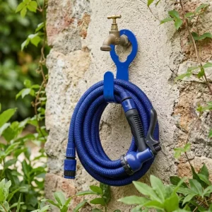 Blue Expandable Garden Hose 50ft Magic Flexible Water Pipe Flat Cone Soaker Spray Gun Wall Mount Hanger Kit Outdoor Watering