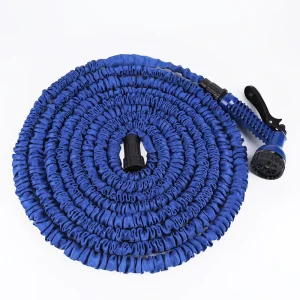 Blue Lightweight Flexible Rubber Polyester Expandable Hose 75FT Length for Garden Watering
