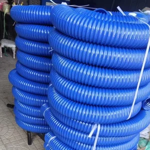 Blue PU Steel Wire Hose Ventilation Dust Suction Pipe Transparent Flexible Hose for Dust Extractor Pipe Woodworking Machinery