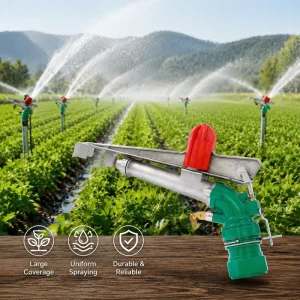 Brass Agricultural Rotate 360 Degrees 120m 1.5 Inch Long Water Spray Distance Rain Gun Irrigation 30m Radius