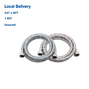 Burst Proof 3/4″ Stainless Steel Braided Washing Machine Hose CUPC NSF 6FT Water Supply Line USA Canada