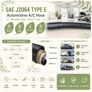 Burst Resistant 5 Layer EPDM Rubber Air Conditioning Hose SAE J2064 Standard for Auto
