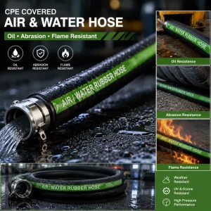 CPE Covered Air and Water Hose with Oil Abrasion and Flame Resistance