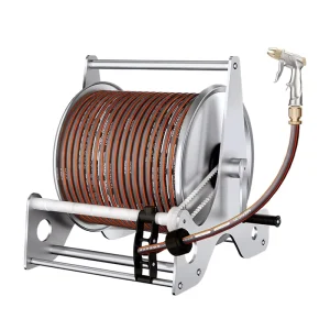 Car Wash Water Pipe Storage Rack Hand Held 20m Hose Reel High Pressure Water Stainless Pressure Washer Hose Reel