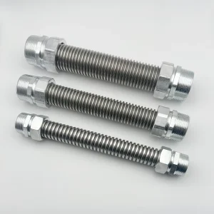 Central Air Conditioning Stainless Steel Straight Hose Metal Inlet Connection Pipe Iron Fittings DN32 Male Connection for HVAC