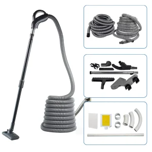 Central Vacuum Cleaner Accessories Wall Mounted Installation Kit Flexible Suction Hose Plastic Material ISO2008 Standard