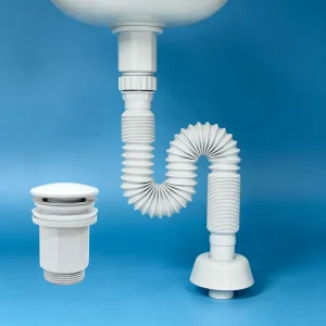 Ceramic Cap Plastic Pop up Basin Waste Set with Flexible Hose 66mm Push Type Anti odor Sink Drain G1 1/4 Universal for Bathroom