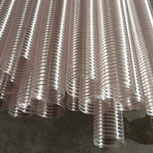 Chinese Factory PU Duct Copper plated Steel Wire Transparent Vacuum Hose Woodworking Flexible Corrugated Pipe Ventilation Duct