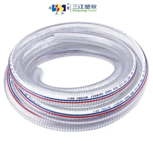Clear Flexible PVC Spring Spiral Hose Pipe Heavy Duty PVC Steel Wire Hose Rubber Water Delivery Vacuum Pump Suction Hose